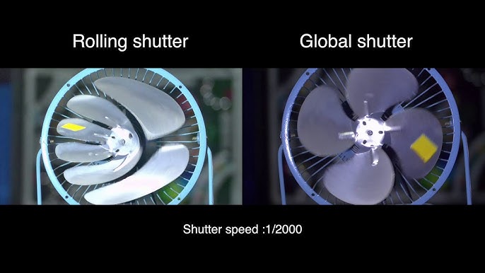 Comparison of global shutter camera vs. line shutter camera in capturing fast-moving objects